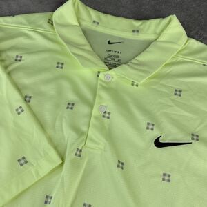 Nike Dri-FIT Polo Shirt Mens 2XL Tall Lime Green Printed Golf Swoosh DA2987-701